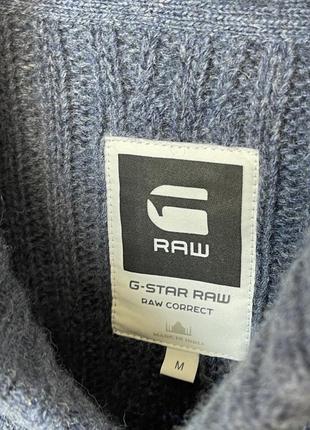 G-star raw свитер джемпер синий шерсть с шалевым воротником косы5 фото
