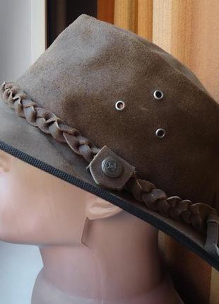 Шляпа ковбойская  hawkins headwear australian style leather cowboy bush hat кожаная (l)4 фото