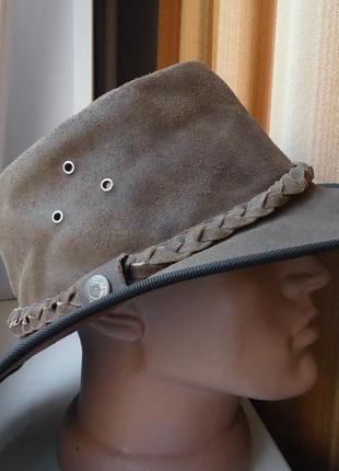 Шляпа ковбойская  hawkins headwear australian style leather cowboy bush hat кожаная (l)3 фото