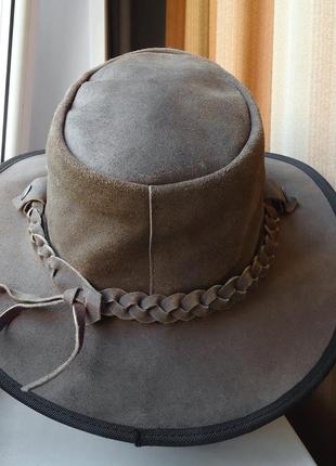 Шляпа ковбойская  hawkins headwear australian style leather cowboy bush hat кожаная (l)6 фото