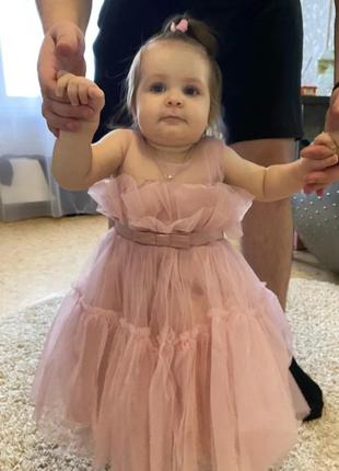 Дитяча пишна ошатна сукня для дівчинки святкова пишне плаття на 1 рік 2 роки рочок 9м 12м 24м 3 4 5 6 років на день народження свято рожева принцеси