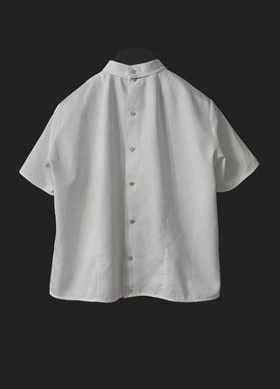 Белая рубашка прошва хлопок винтаж белая женская рубашка с прошвой на пуговицах сзади блуза с прошвой шитье хлопок офисная блуза рубашка топ хлопок2 фото