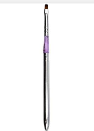 Кисть для геля прямая с металлической ручкой №4 "gloris"