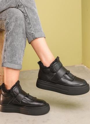 Кеди жіночі хутро 587077 чорні 36 37 38 39 40 41