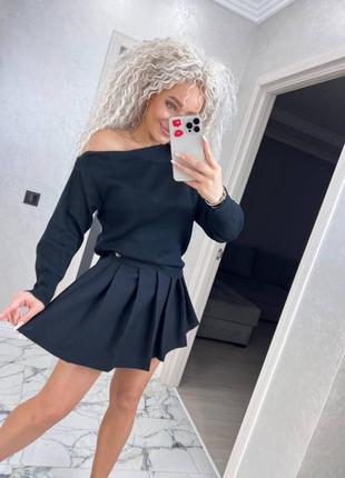 Стильный свитер, р.уни 42-46, машинная вязка, черный