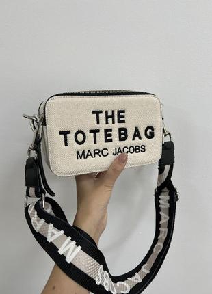 Стильна жіноча сумка  marc jacobs the snapshot textile beige 21 х 12.5 х 7 см