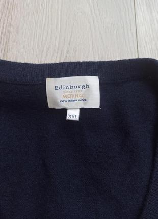 Джемпер з v-подібним вирізом з меріносової вовни edinburgh 100% merino wool xxl8 фото