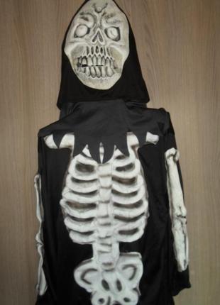 Костюм карнавальний на хеллоуїн скелет з латексною маскою високий зріст розмір m/l1 фото