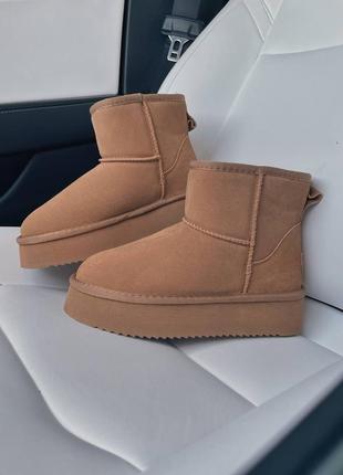 Уггі замшеві на хутрі❄ жіночі теплі чоботи