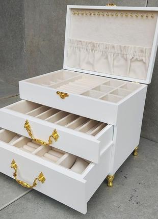 Сундук для украшений tm wooden organizer "white gold" белый jb011