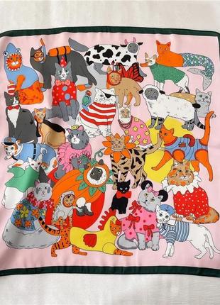 Яркий красочный платок семейка котиков, кот, кошка, котейка, животные, cat, котюни, крылья , палантик, бандана1 фото