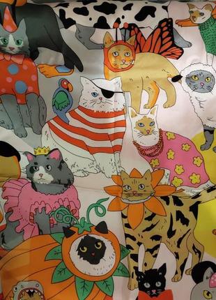 Яркий красочный платок семейка котиков, кот, кошка, котейка, животные, cat, котюни, крылья , палантик, бандана4 фото