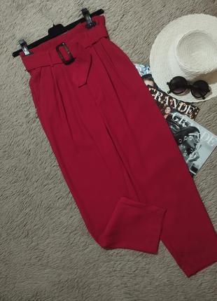 Крутые красные брюки с поясом/брюки4 фото