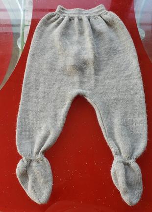 Angel kids теплые вязаные ползунки штанишки новорожденному малышу мальчику девочке 3-6м 62-68см