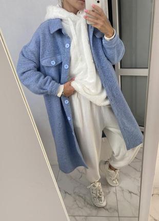 Италия шерстяная куртка рубашка пальто небесно голубого цвета