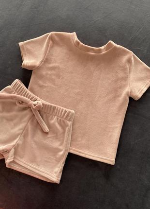 Мила піжамка для дівинки 2-3 роки / велюрова піжама шорти футболка / тепла піжамка