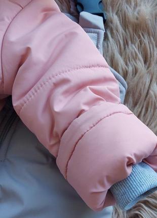 Зимний комбинезон на овчине для девочки от 1 года/ детский раздельный комплект с капюшоном и ушками - зима4 фото