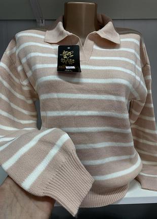 Стильна кофтинка кольору пудри в білу полоску🤍💖🤍💖