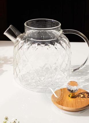 Чайник заварник ромб скляний, 1500 мл3 фото