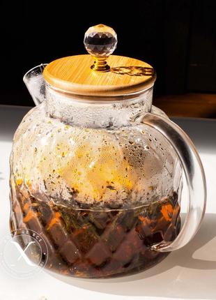 Чайник заварник ромб скляний, 1500 мл5 фото