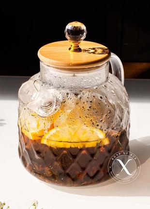 Чайник заварник ромб скляний, 1500 мл4 фото