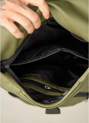 🆕  мужской кожаный рюкзак renedouble хаки 🟢9 фото