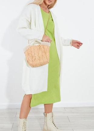 Удлиненный кардиган миди оверсайз черный красный бордовый розовый синий бежевый молочный вязанный без застёжек накидка мантия хлопок батал