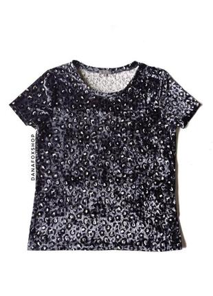 Оксамитова леопардова футболка liz devy, l