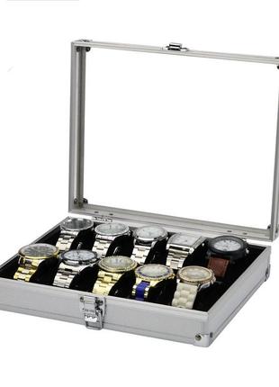 Скринька для зберігання годинників, на 10 відділень, алюміній3 фото