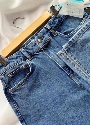 Голубые женские джинсы с разрезами, джинси трубы, кюлоты4 фото