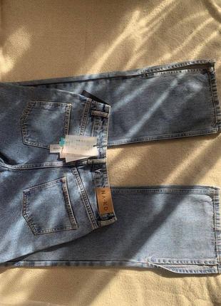 Голубые женские джинсы с разрезами, джинси трубы, кюлоты6 фото