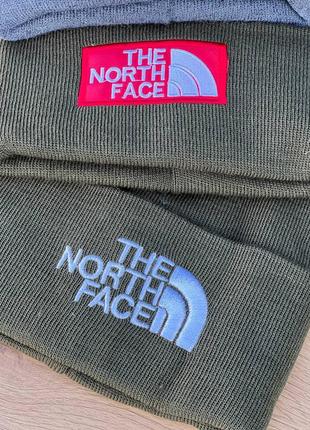 Шапка унісекс the north face 6 кольорів чорна хакі сіра9 фото