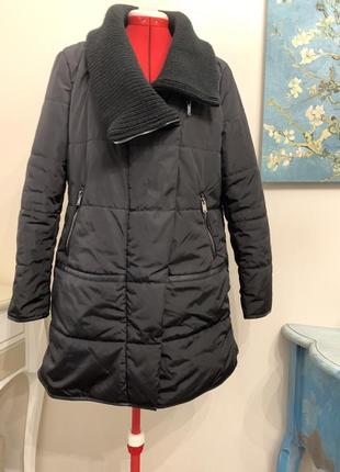 Объемный пуховик на синтепоне с вязаной вставкой