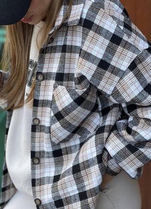 Тепла осіння кашемірова сорочка в клітинку