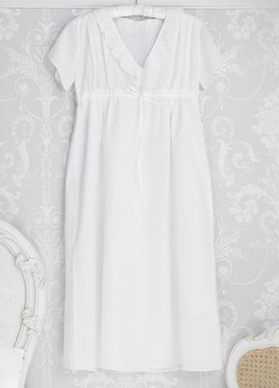 Lunn antiques белая ночная рубашка пеньюар ночнушка в винтажном стиле короткий рукав нижняя рубашка4 фото