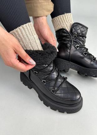 Зимние кожаные ботинки на шнуровке,36-402 фото