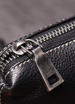 Мужской кожаный клатч кошелек на молнии, портмоне натуральная кожа5 фото