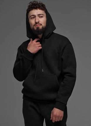 Спортивний костюм чоловічий осінь зима на флісі hw hood з худі чорний