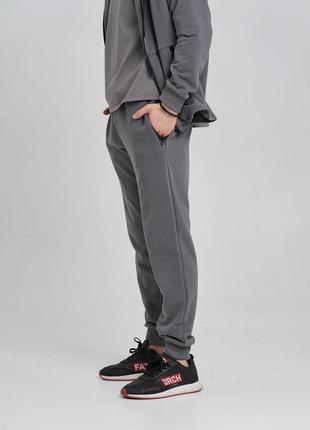 Спортивный костюм мужской весна осень 4zip с кофтой на замке серый7 фото