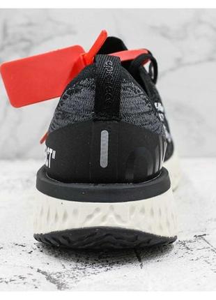 Кроссовки мужские nike epic react flyknit x off-white, черные (найк реакт, найки, adidas)4 фото