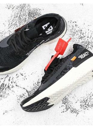 Кроссовки мужские nike epic react flyknit x off-white, черные (найк реакт, найки, adidas)2 фото