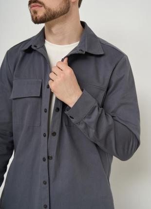 Костюм мужской карго весна осень cotton cargo рубашка + штаны серый8 фото