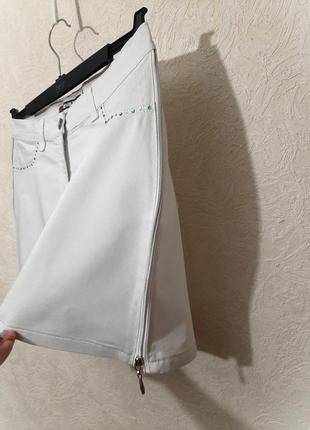 Revolt jeans турецкая юбка белая короткая в боковых швах застёжки-молнии стрейч-котон женская5 фото