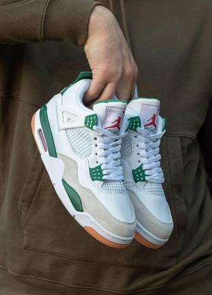 Женские кроссовки nike air jordan 4 retro white green 38-39-40-416 фото