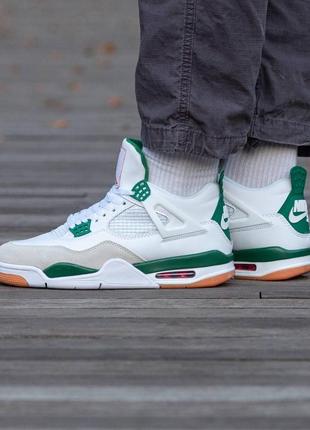 Женские кроссовки nike air jordan 4 retro white green 38-39-40-412 фото