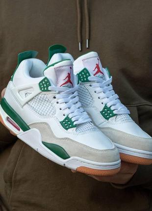 Женские кроссовки nike air jordan 4 retro white green 38-39-40-41