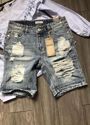 Фирменные джинсовые шорты удлиненные sudlevel бойфренду3 фото