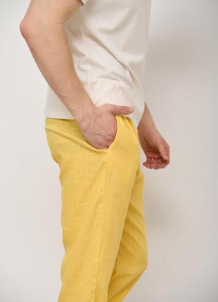 Штани чоловічі для дому льон linen жовті8 фото