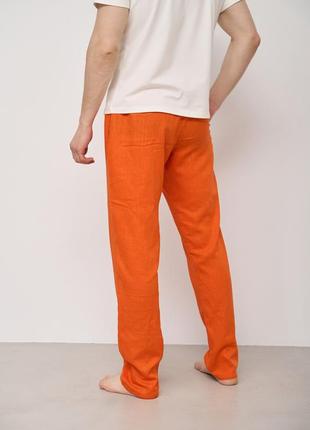Штаны мужские для дома лен linen оранжевые6 фото