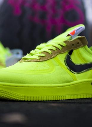 🔥nike air force off-white green🔥 кроссовки найк демисезонные, кросівки найк офф вайт зелені7 фото